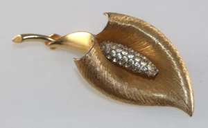 Rare Vintage Marcel BOUCHER CALLA LILY Brooch Signed Gold tone - Picture 1 of 12