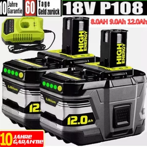 2x Original Für Ryobi Akku 18V 12,0Ah HP Lithium ONE Plus RB18L50 P108/Ladegerät - Picture 1 of 34