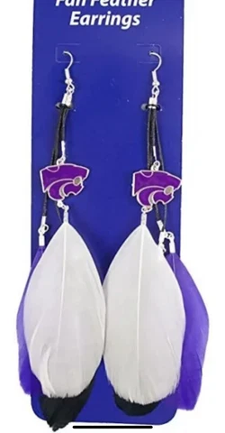 Little Earth NCAA Kansas State Wildcats Team Color Feather Earrings Cover