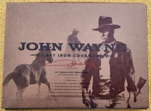 NEW John Wayne Cast Iron 10” Shallow Grill Pan Pre-seasoned With Pour Spout - Picture 1 of 4