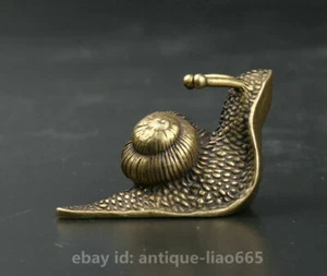 40MM Collect Small Curio Chinese Bronze Exquisite Lovable Animal Snail Statue 蜗牛 - Picture 1 of 7