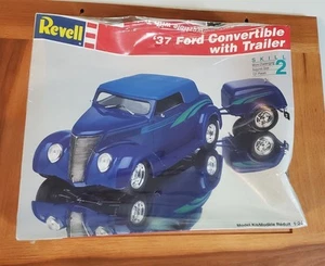 Vintage Revell 37 Ford Convertible with Trailer Model Kit 7245 Sealed - Picture 1 of 6
