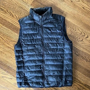 Uniqlo Ultra Light Down Puffer Vest Mens M Navy Blue Gilet Softshell Full Zip - Picture 1 of 8