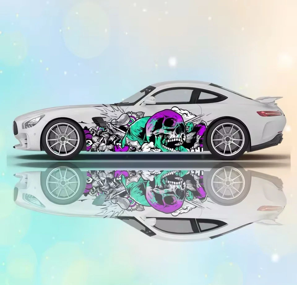 Skeleton Car Decal; Skull Car Decal; Cool Car Decals Both Sides; Car Livery - Image 1 of 1