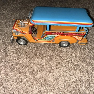 PRO-MITE Philipine Jeepney 1:80 scale, Orange Metal car toy, - Image 1 of 4