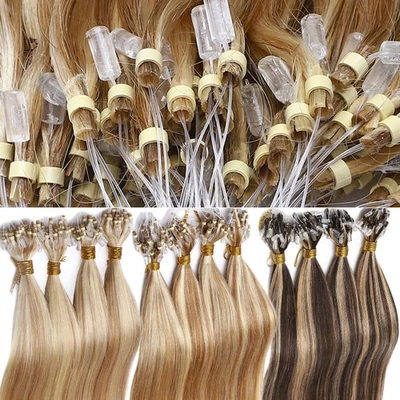 LIQUIDACIÓN Anillo Micro Cuentas Lazo 100% Remy Extensiones de Cabello Humano Grueso 1G/S 200S Foto 1 de 4