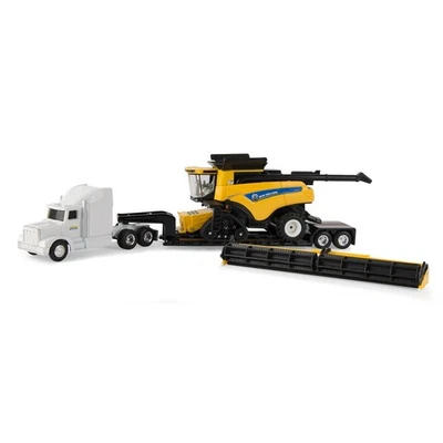 1/64 New Holland CR9.90 Tracked Combine with Draper Head on Semi w Lowboy 13949 - Image 1 of 2