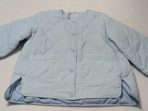 Chaqueta Zara Niños Talla 11/12 LG Acolchada Bebé Azul Puffer Cierre a Presión Ligera - Imagen 1 de 11