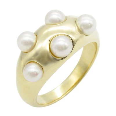 Anillo MIKIMOTO Perlas Akoya Oro Amarillo 18k EE. UU. Talla 6.5 Foto 1 de 4