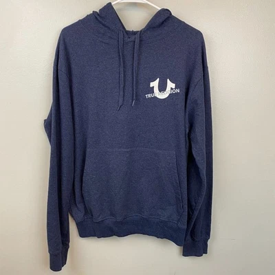 Sudadera con Capucha True Religion Para Hombre L Azul Manga Larga Cordón Inclinado Repetición Usada en Excelente Condición Foto 1 de 4