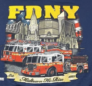 FDNY Engine 8 Ladder 2 Battalion 8 Midtown High Rise Shirt 2XL Blue - Picture 1 of 8