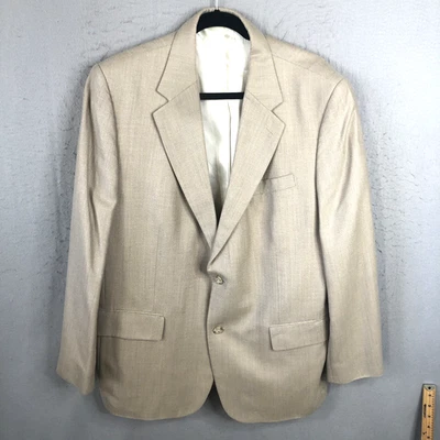 Blazer Oscar De La Renta Para Hombres 46R Crema Seda Lana Deporte Abrigo Chaqueta Carrera Foto 1 de 4