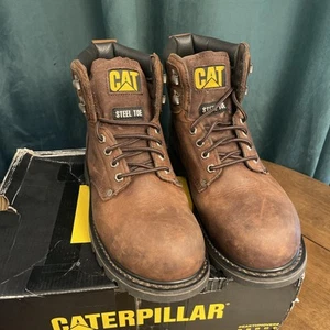 CAT Mens Second Shift St Dark Brown Leather Work Boots - Picture 1 of 14