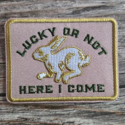 Lucky Rabbit Retro 70s 80s Style Lucky Charm Bunny Iron on Patch - Image 1 of 2