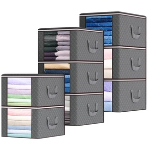8 Pack 90L Foldable Storage Bags for Large Clothes, Comforter, Blanket, Pillo... - Picture 1 of 7