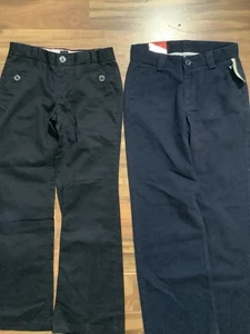 NWT GAP - 2 Girls Navy Chino School Uniform Pants Sz 10 Adj. Waist - Picture 1 of 5