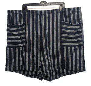 J Jill Women's Plus Navy Blue White Stripe Linen Blend Shorts Casual Pockets 4X - Picture 1 of 9