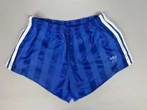 VINTAGE ADIDAS SHORTS GLANZ GERMANY FOOTBALL SOCCER MENS SPRINTER BLUE SIZE 6 - Picture 1 of 6