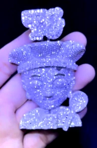 5ct Real Moissanite 925 Silver MEN'S Customized "BABER KING" Pendant FREE GIFT - Picture 1 of 7
