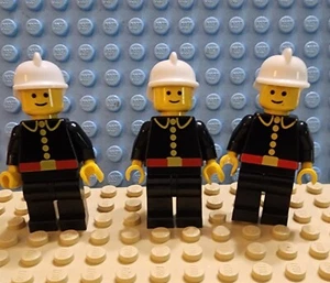 3 LEGO VINTAGE Fireman Legoland Minifigures Fire Fighter Chief Town City  - Picture 1 of 3
