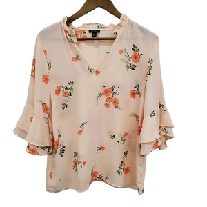 Blusa Ann Taylor con Volantes para Mujer M M Melocotón Floral Manga Campana Cuello en V Boho Fairycore - Imagen 1 de 8