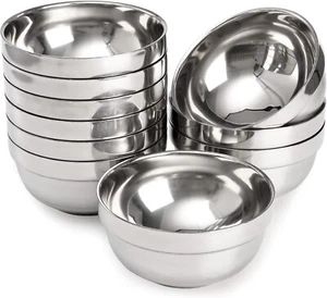 4.5" Stainless Steel Bowls 13 oz Double-walled Insulated Soup Bowls PACK OF 10 - Picture 1 of 2