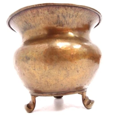 Übertopf Kupfer gehämmert Messing alter Kübel Dreibein 21 cm Blumenständer Topf - Bild 1 von 3