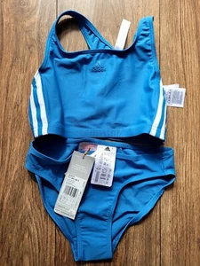 Adidas Girl's Bikini Swimsuit Swimwear Trunk Swimming Costume Junior Blue - Picture 1 of 7