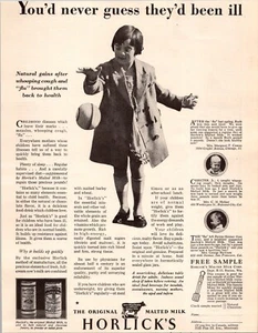 1928 PRINT AD: HORLICKS THE ORIGINAL MALTED MILK- IN POWDER OR TABLET FORM - C17 - Picture 1 of 1