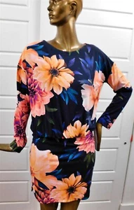 Neu Nicole Miller 320 $ RT schwarz bunt Blumen dehnbares Kleid Gr. M - Bild 1 von 5