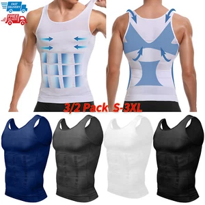 2PCS Mens Slimming Body Shaper Underwear Compression Vest Singlet Dad Bod AUS - Picture 1 of 34