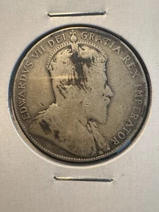 Canadá 50 Céntimos 1910 Hojas Victorianas Tipo KM-12 - Imagen 1 de 3