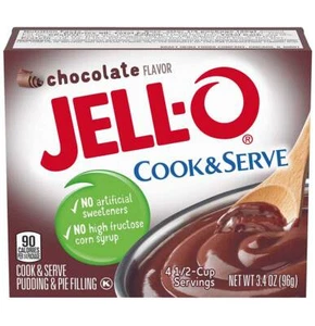 Jell-O Cook & Serve Pudding & Pie Filling Chocolate Flavor - 3.4 Oz - Pack of 12 - Picture 1 of 2
