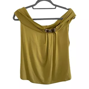 Max Mara Olive Green Embellished Cowl Neck Sleeveless Top Size M Stretch - Picture 1 of 8