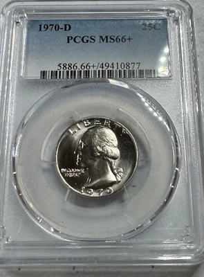 1970-D  WASHINGTON US Mint QUARTER,   MS66+ by PCGS,   a SUPERB looking Coin!!!! - Image 1 of 4