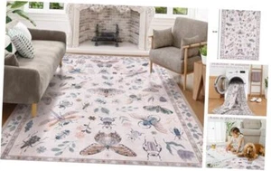 Insect Print Machine Washable Rugs 5x7, Non Slip Soft Living Room Rugs Ultra - Picture 1 of 8