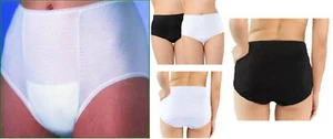 INCONTINENCE Pants for Women 100% Cotton WASHABLE WITH PAD Briefs Knickers S-3XL - Picture 1 of 11