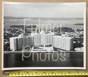 ORIGINAL Rare VTG B&W 8x10 AERIAL Photo CLEARWATER BEACH HOTEL Florida 1970s COA - Picture 1 of 8