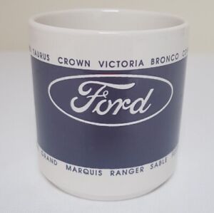 Vintage 1992 Ford Coffee Mug Full Lineup Mustang Crown Vic F150 Taurus Ranger