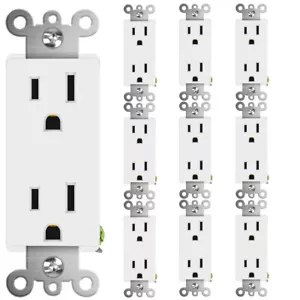 Enchufe de receptáculo de pared de toma de corriente eléctrica 15A 125V 2 polos 3 cables 5-15R TR UL paquete de 10 - Imagen 1 de 10