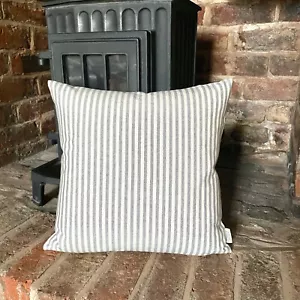 1065. GREY STRIPE LINEN LOOK 100% Cotton Cushion Cover, Various sizes - Picture 1 of 3