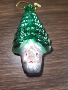 Glass Ornament Thomas Pacconi Santa Face with Tree Hat - Picture 1 of 1
