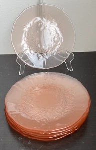 Lote 6 Platos de Ensalada Vintage Francia Arcoroc Rosa Rosa Rosalina Vidrio 7.5" - Imagen 1 de 8
