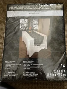 Halloween Schwarz Spitze Spinnennetz Tischläufer 20” x 80” Zoll Neu - Bild 1 von 4
