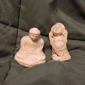Set of 2 Small Stone or Resin Buddha Figurines, 2-1/4"H - Picture 1 of 4