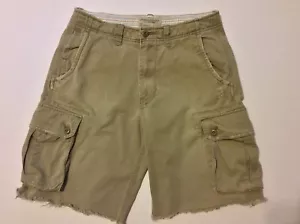American Eagle Mens Cargo Shorts Size 30 Khaki Factory Cut Off Distressed - Picture 1 of 8