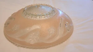 Coprilampada in vetro inciso rosa smerigliato 14" pollici motivo floreale vintage - Foto 1 di 12