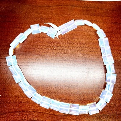 Creamy White Gemstone Opalite Flat Faceted Square Beads Size Jewelry Making - Image 1 of 4