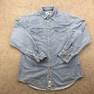 Mountain Khakis Shirt Mens Medium Blue Denim Western Pearl Snap Long Sleeve - Image 1 of 4