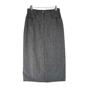 Talbots Womens Black Grid Pencil Straight Midi Skirt Irish Linen Blend 10P NWT - Picture 1 of 11